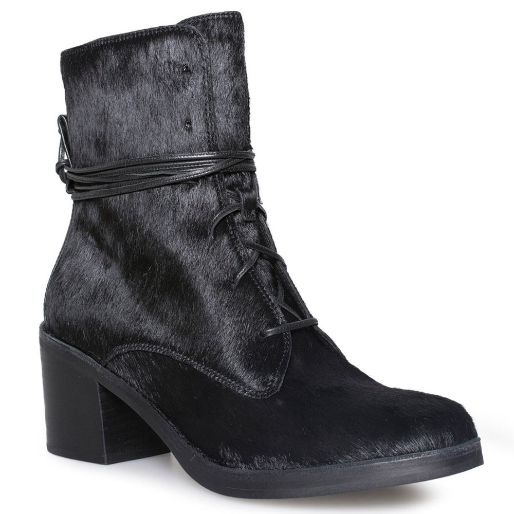 UGG Oriana Exotic Calf Hair Block Heel Goth Witch Punk Grunge Boots in Black s 7